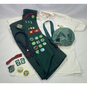 1950s 60s Vintage Girl Scout Uniform Cadet, Hat, Sash, Patches, Lot